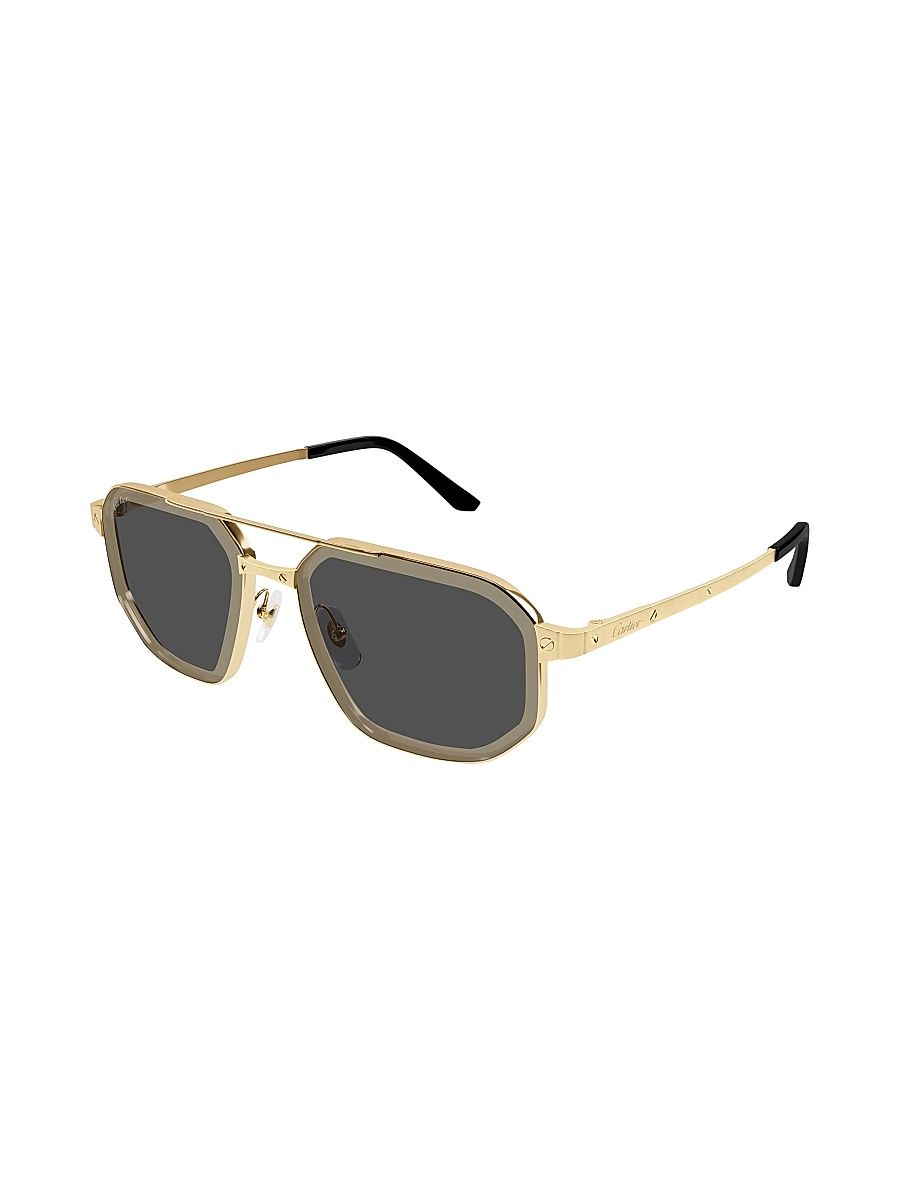 Men's Santos Classic 60MM Navigator Sunglasses - Gold Black