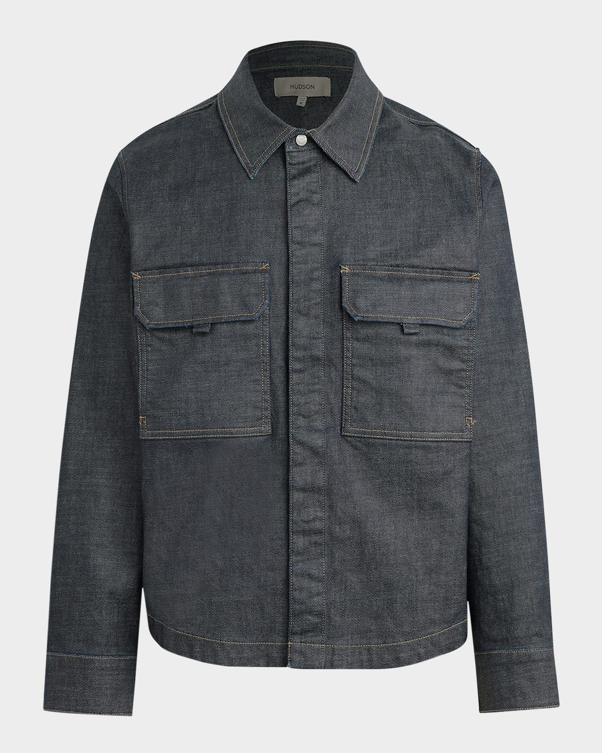Men & apos;s Denim Flap Pocket Shirt Jacket