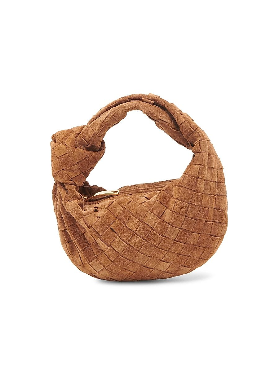 Women's Mini Jodie Intrecciato Suede Top Handle Bag - Amber Gold