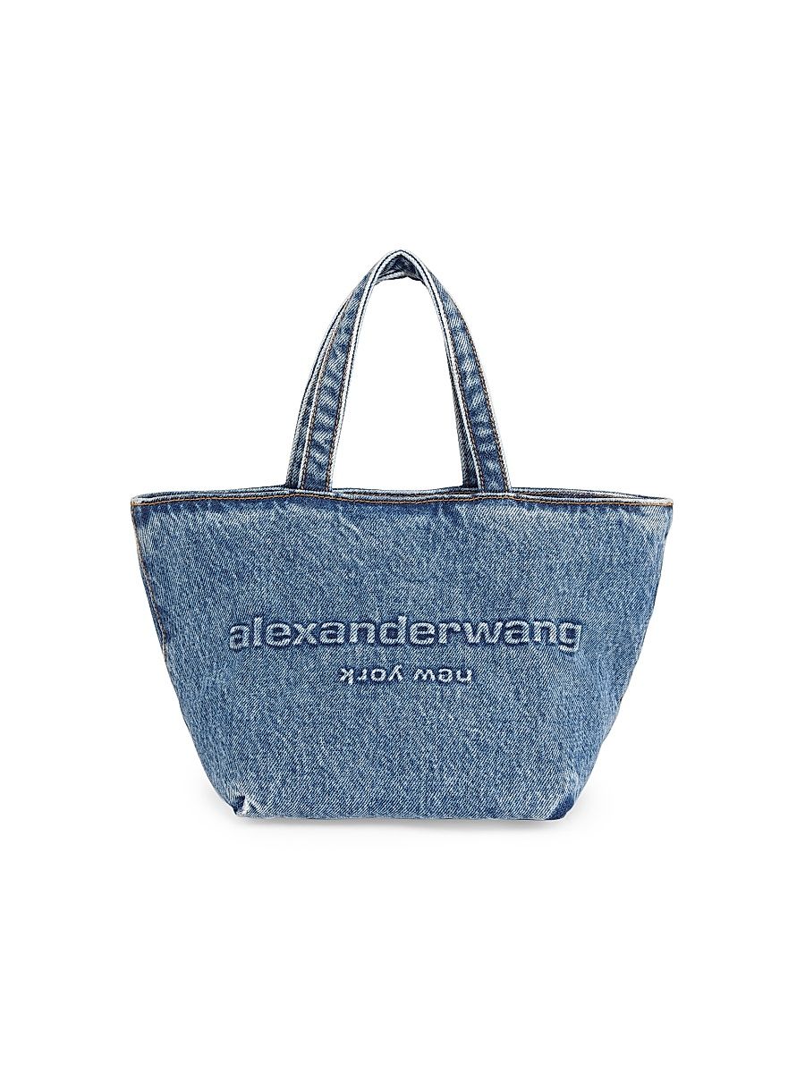 Women's Small Punch Logo Denim Tote Bag - Indigo