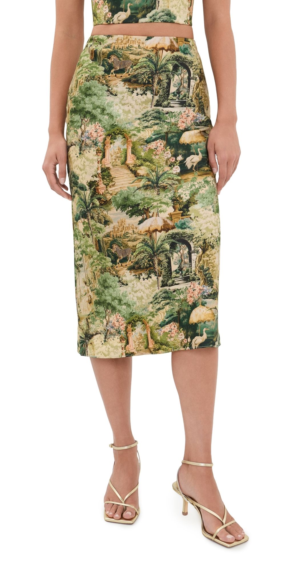 ALICE + OLIVIA Maeve Slip Skirt Terrain Lg 0