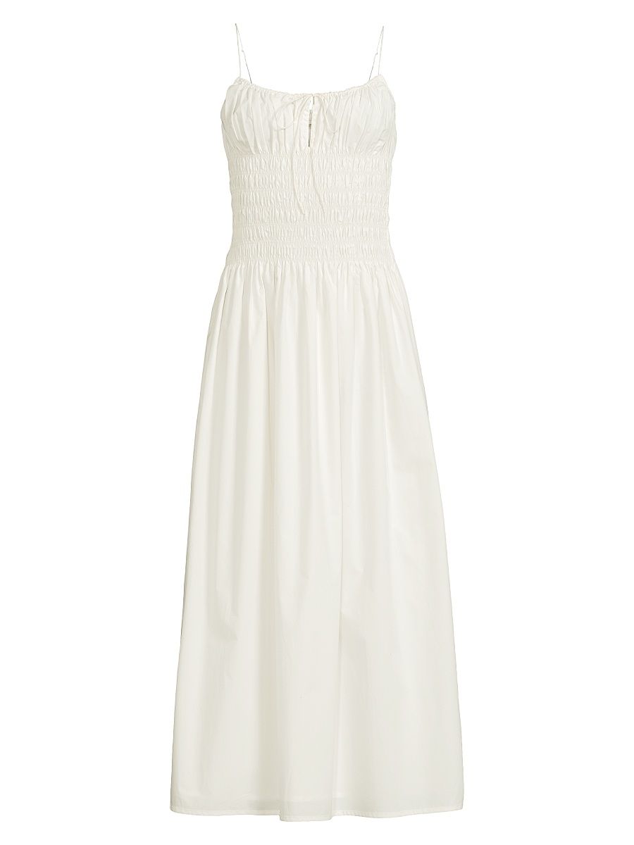 Women's Aya Smocked Cover-Up Midi-Dress - White - Size Large