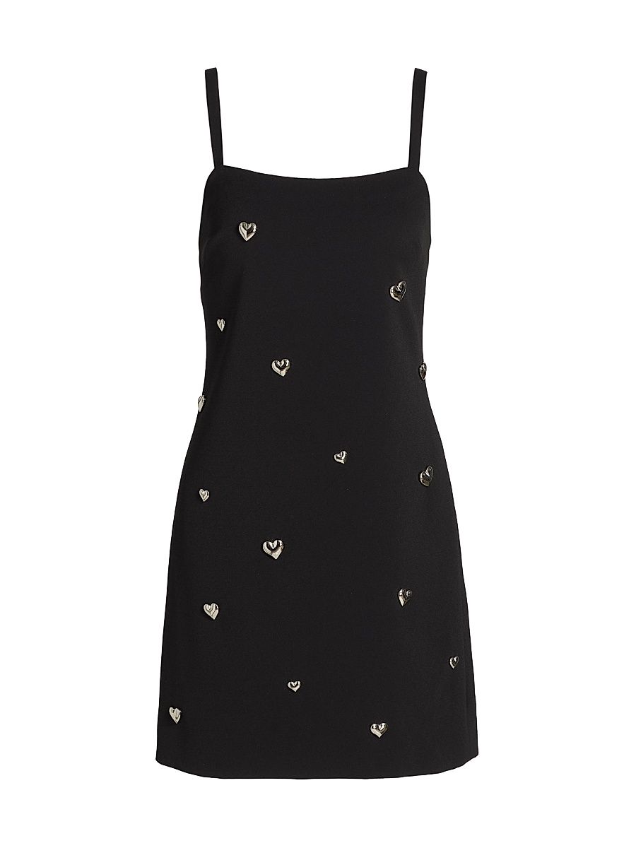 Women's Colette Heart Crepe Square-Neck Minidress - Black - Size 12