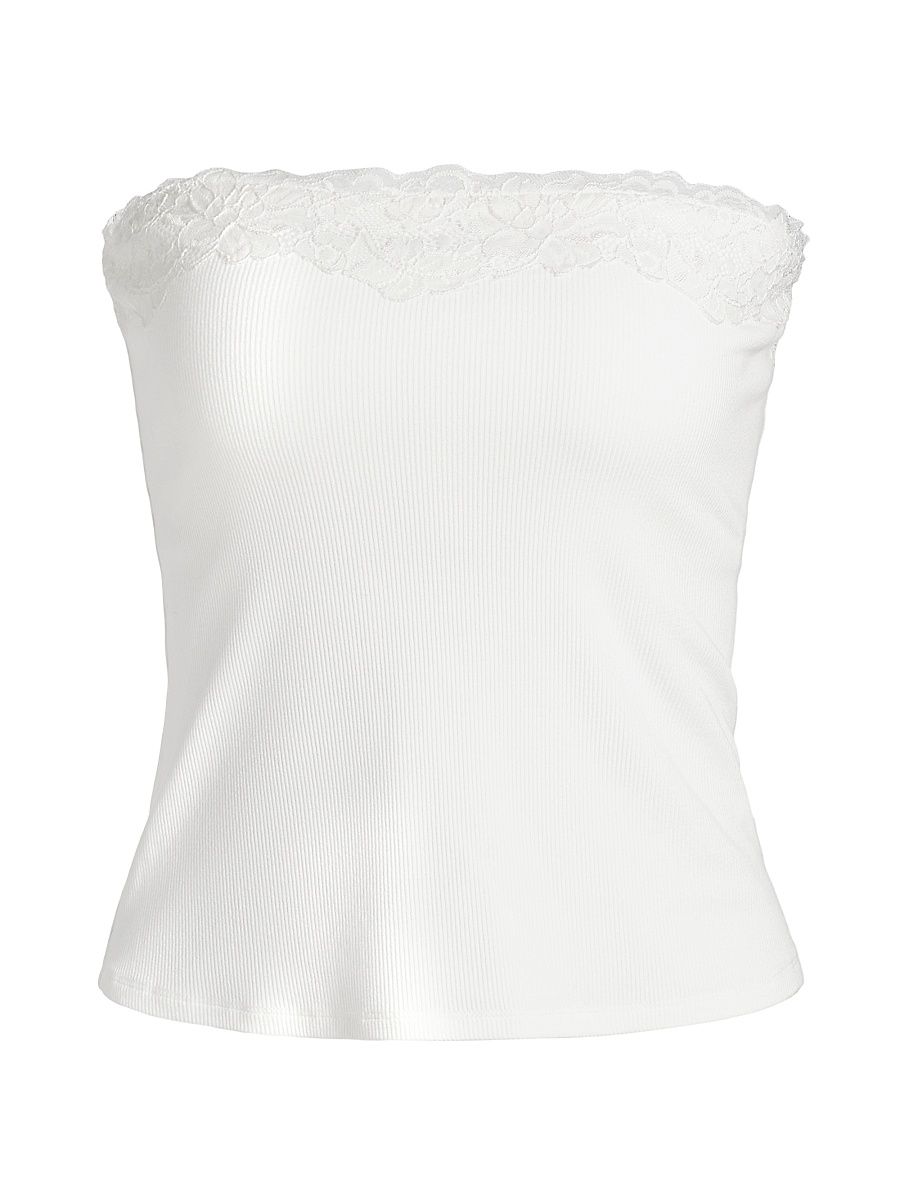 Women's Rama Lace-Trimmed Strapless Cami - White - Size Large