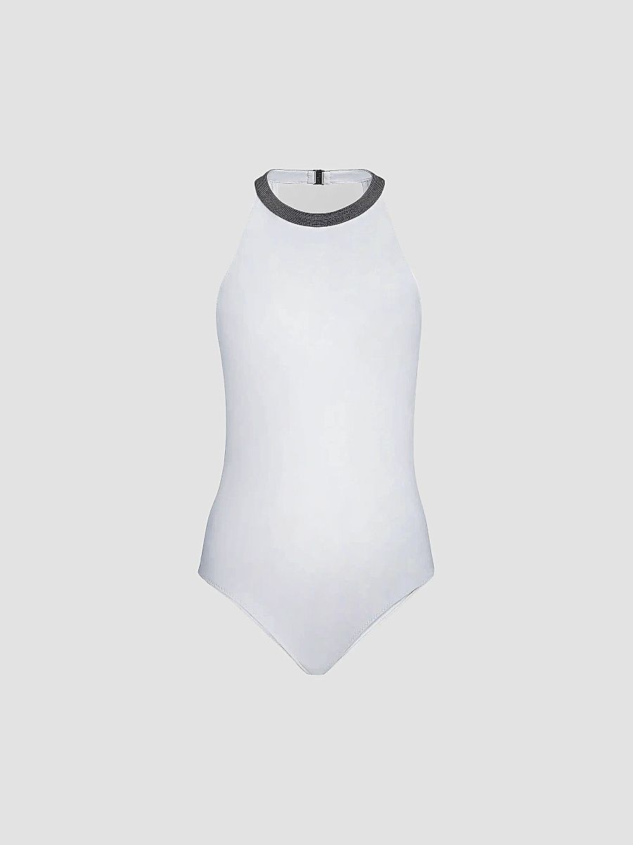 Brunello Cucinelli Women's Techno Jersey Bathing Suit - White - Size XXXXL