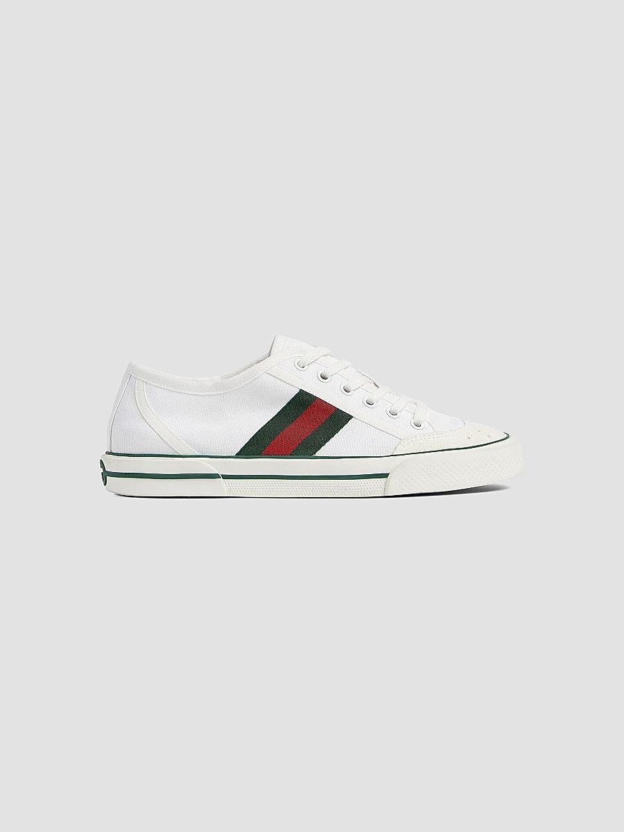 Gucci Women's Tennis 1977 Denim Low-Top Sneakers - Grey White - Size 12
