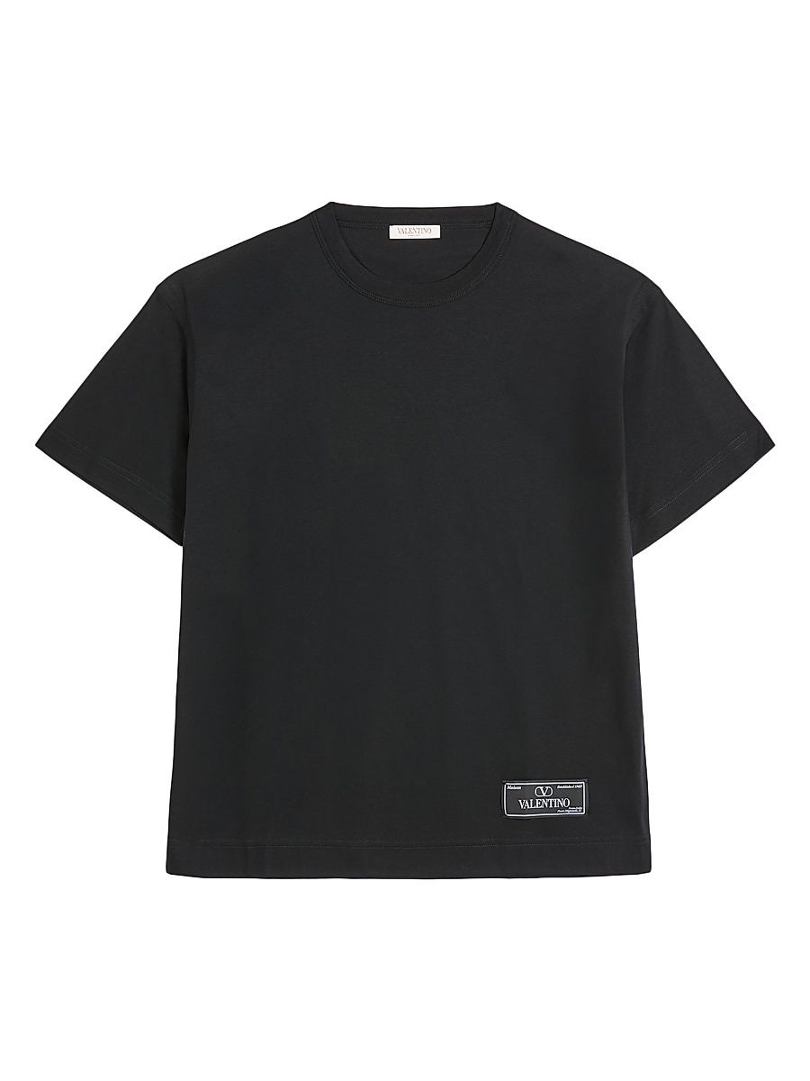 Men's Cotton T-Shirt with Tailoring Label - Black - Size XS