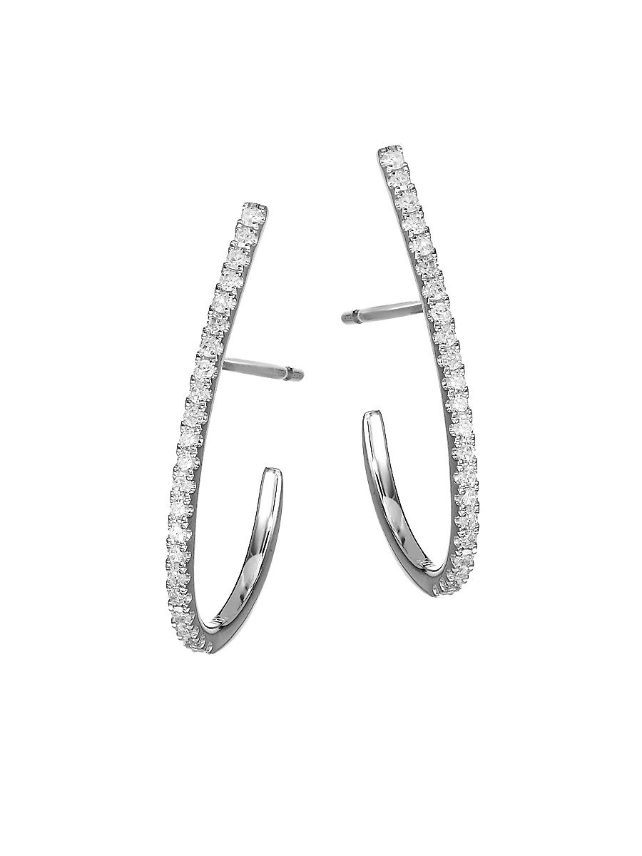Women's 14K White Gold & Diamond Post Earrings - White Gold
