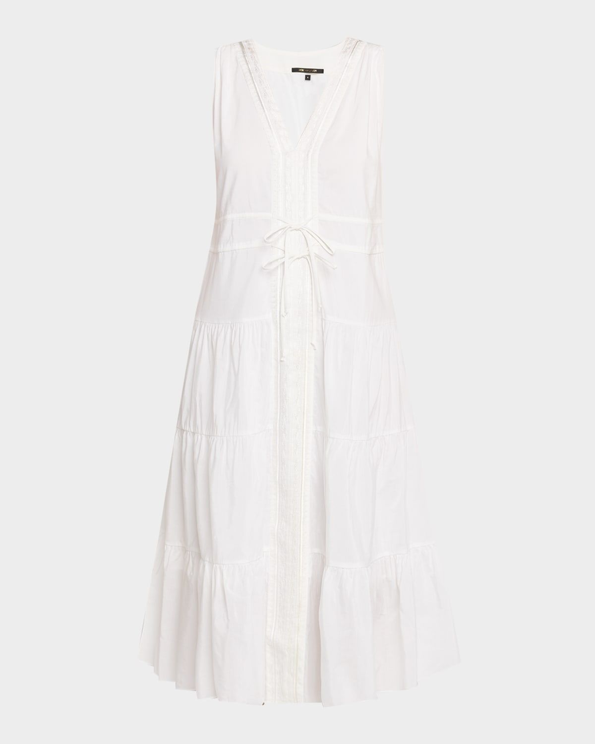 Edison Tiered Geo-Embroidered Midi Dress