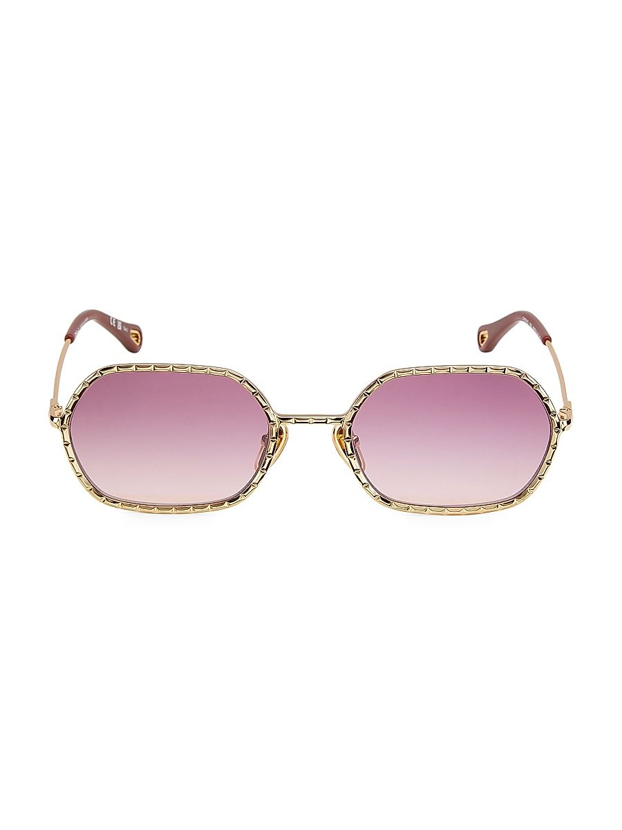 Women's Paola 56MM Metal Oval Sunglasses - Gold Brown Gradient