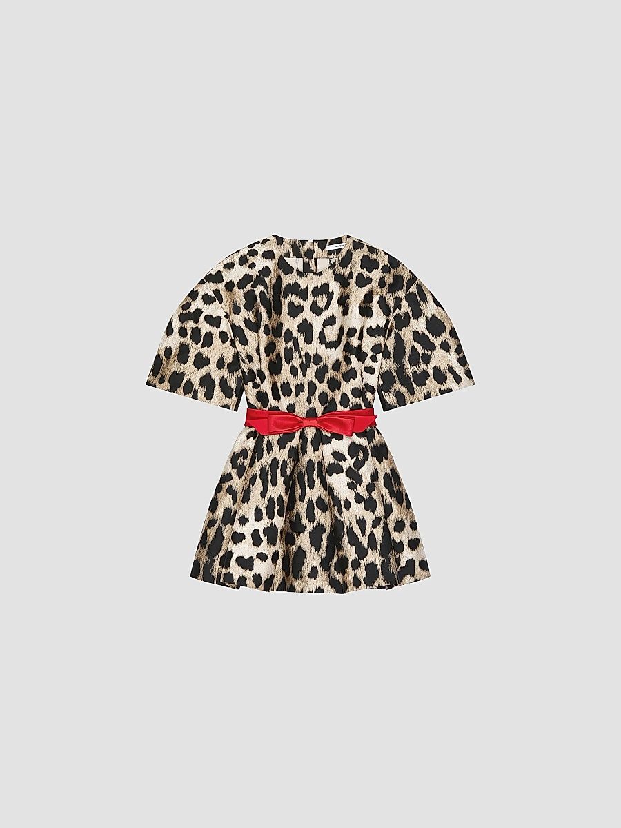 Givenchy Women's Cocoon Mini Dress in Leopard Jacquard - Beige - Size 6
