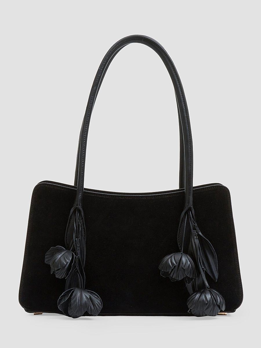 Women's Fleur Tasseled Suede Shoulder Bag - Black