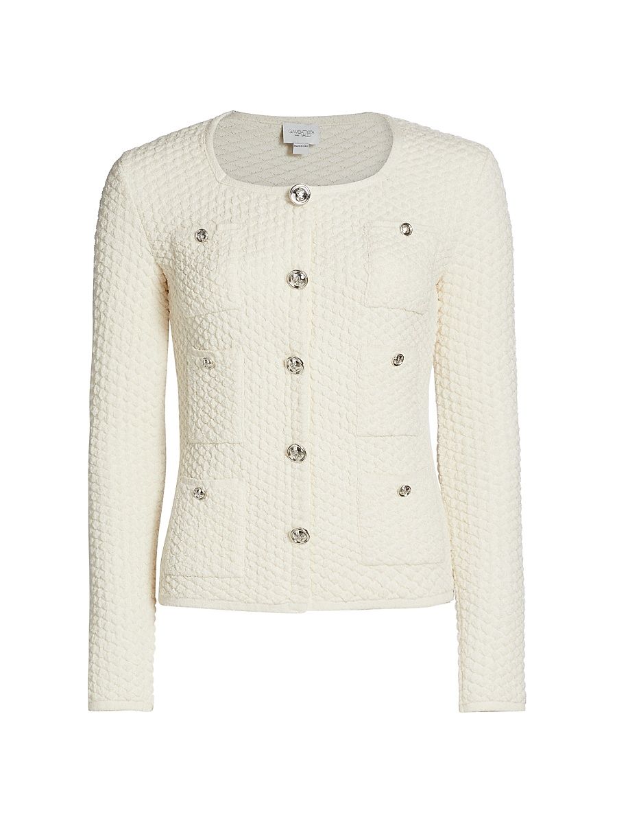 Women's Textured Knit Cardigan - Ivory - Size 2