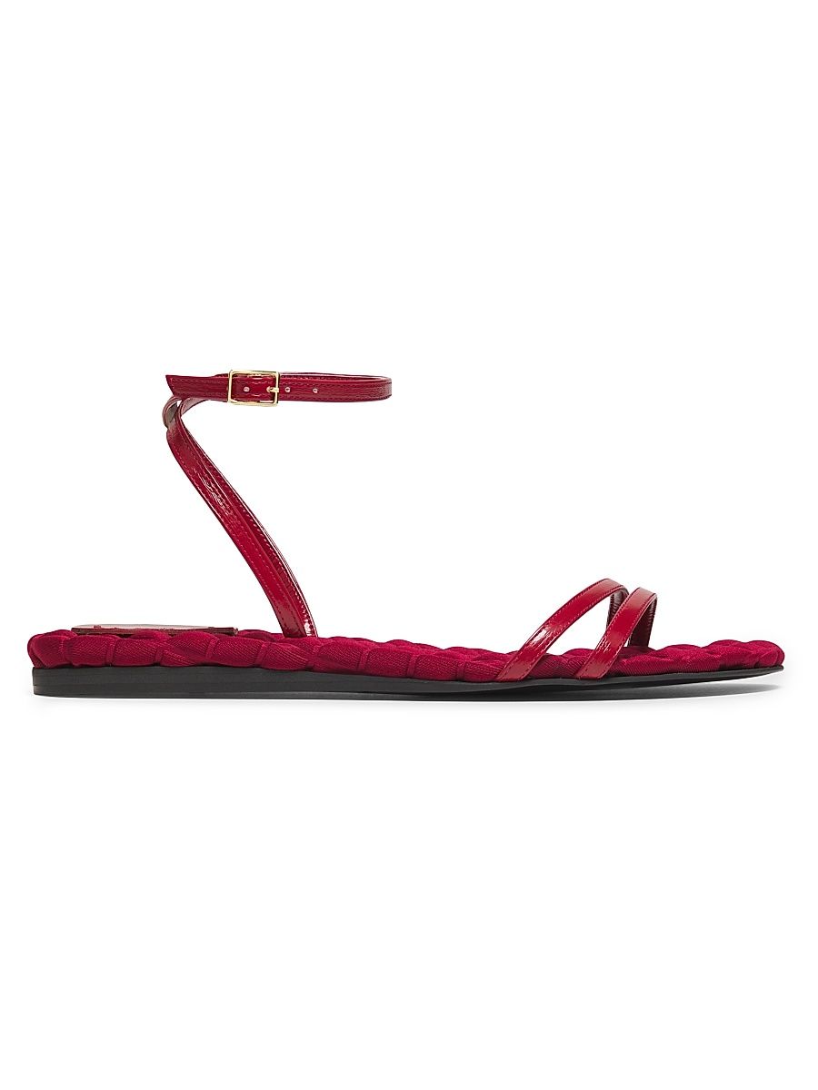 Women's Faye Vegan Leather Flat Sandals - Red - Size 11