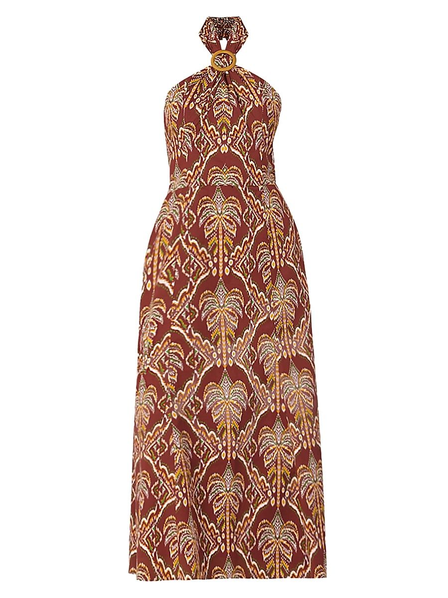 Shoshanna Women's Lainey Stretch-Cotton Midi Dress - Bronze Multi - Size 14
