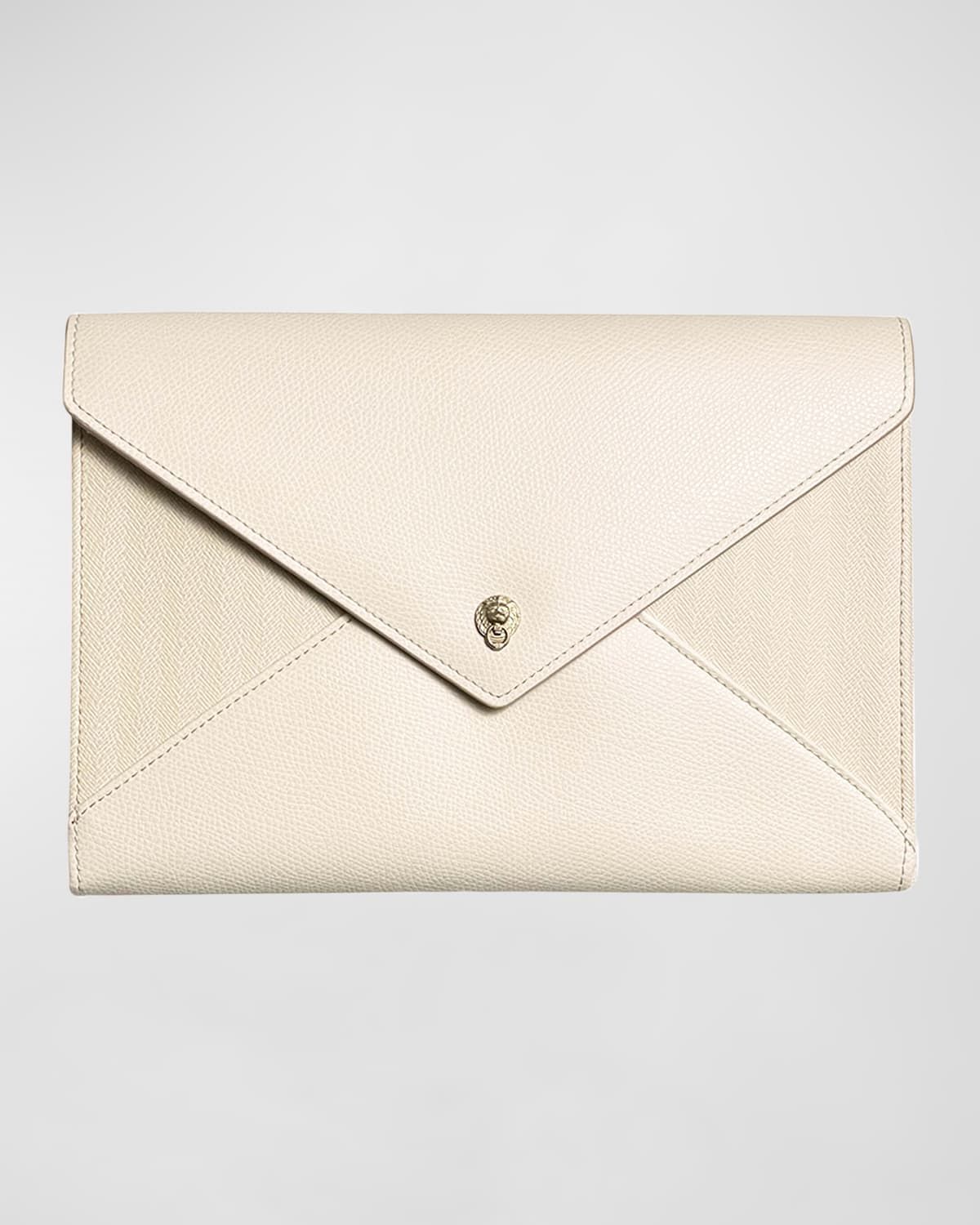 Textured Leather Envelope Clutch Bag