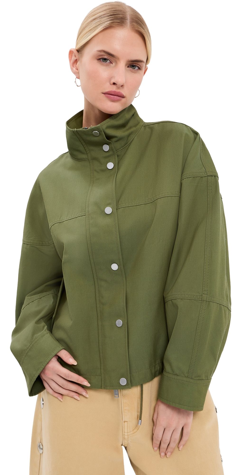 3.1 Phillip Lim Cropped Utility Balloon Jacket Olive L