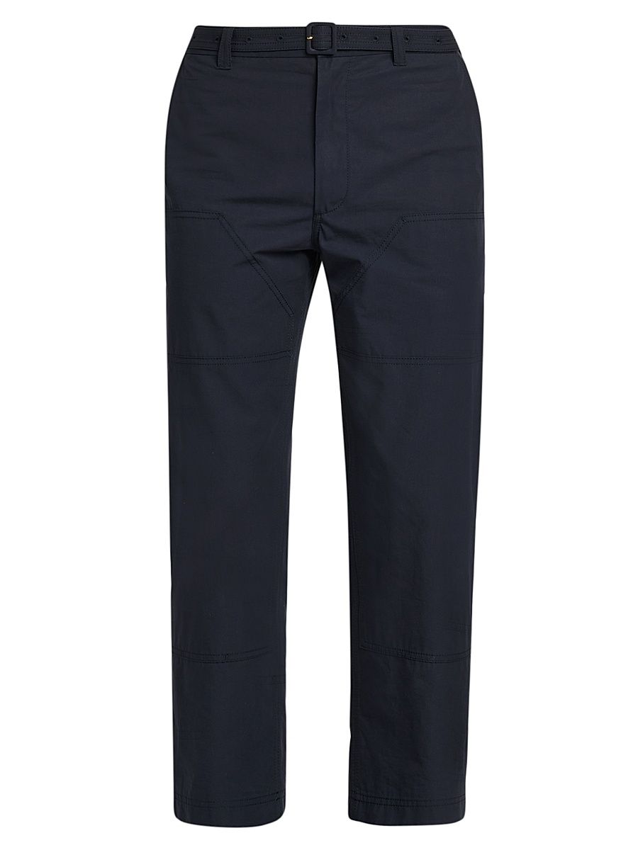 Men's Belted Cotton Cropped Carpenter Pants - Navy - Size XXL
