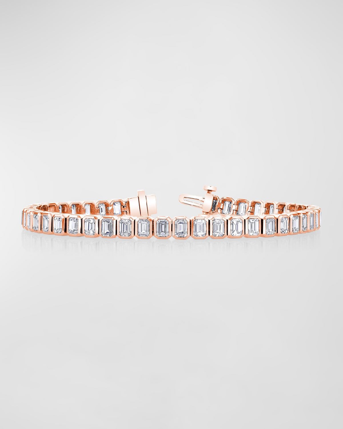 x Christina Adamo 18K Gold North-South Bezel-Set Diamond Tennis Bracelet, 9.60tcw, 7"L