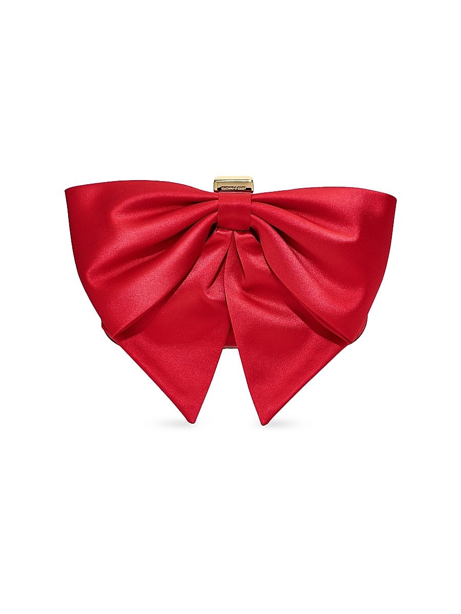 Women's Cupid's Bow Satin Clutch - Holly Red