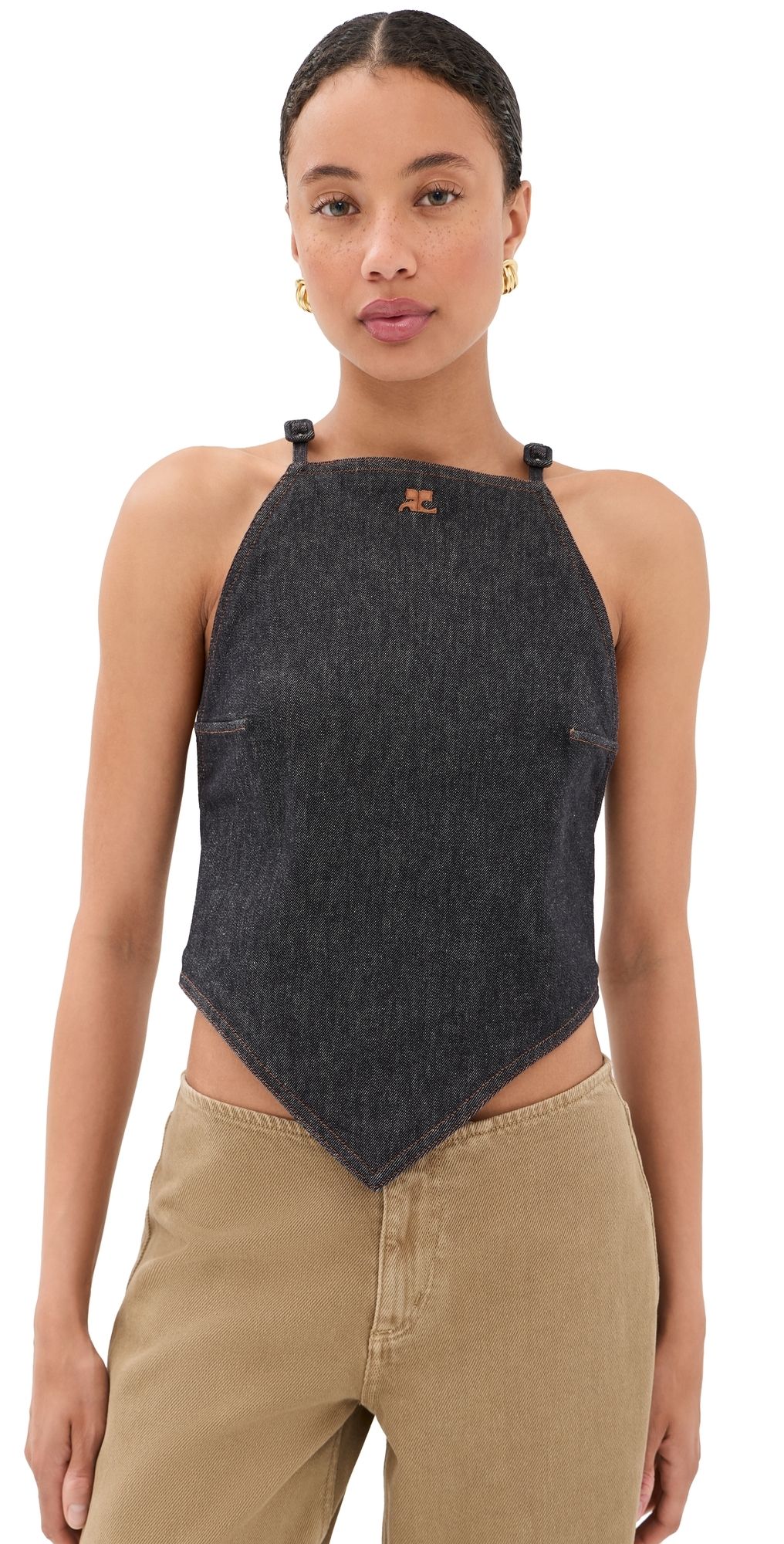 Courrèges Pointy Denim Tank Top Brut 38