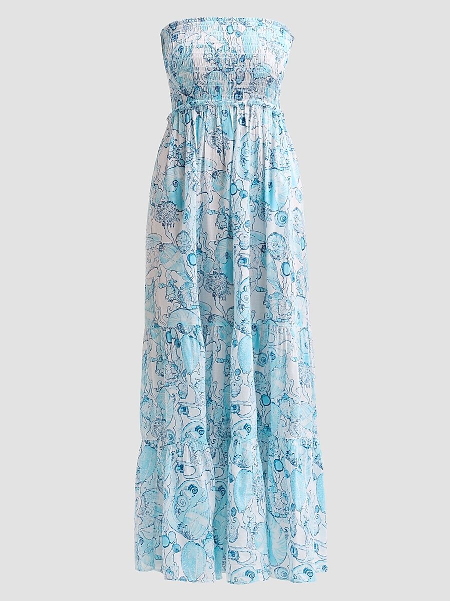 Women's Anali Printed Strapless Coverup Midi Dress - Resort White - Size XS