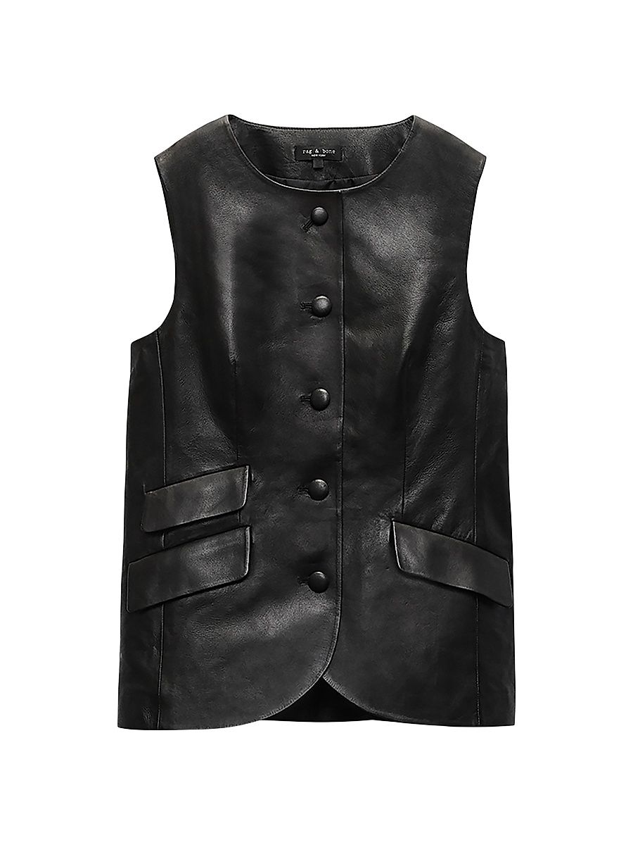 Women's Slade Crew Leather Vest - Black - Size 8