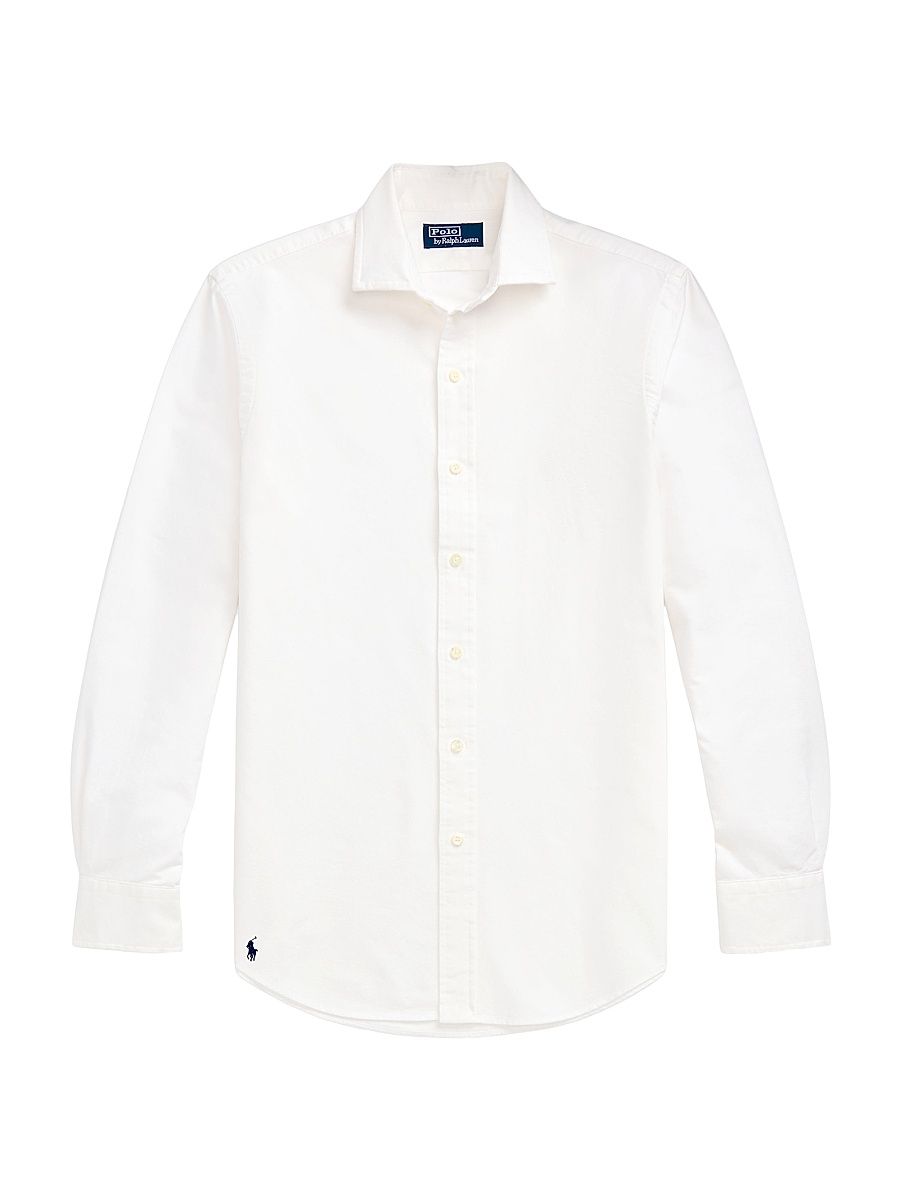 Men's Cotton Button-Front Shirt - White - Size Small
