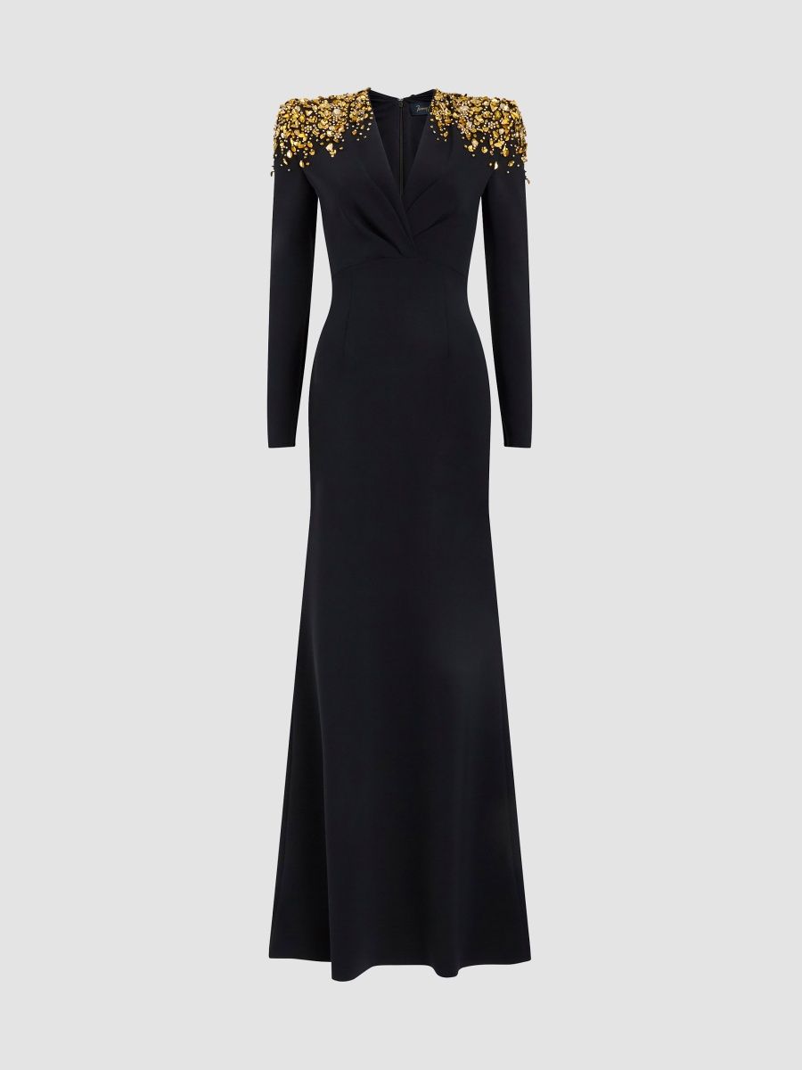 Jenny Packham Women's Quicksilver Embellished Gown - Liquorice - Size 8