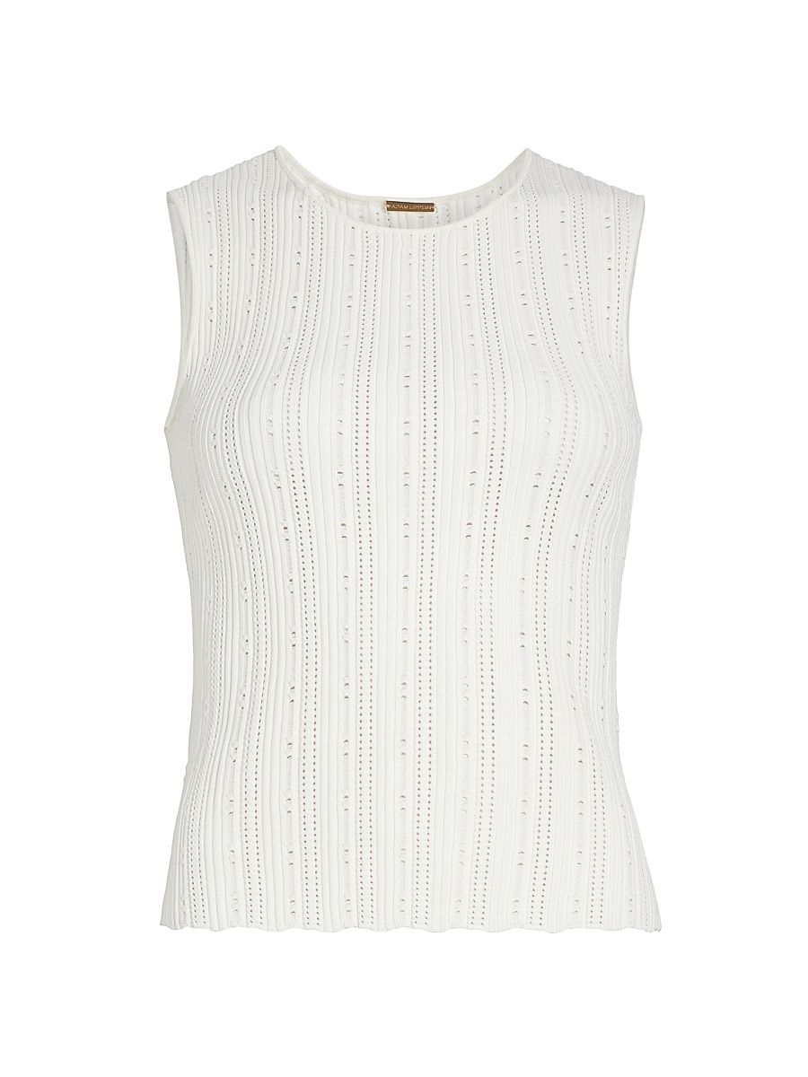 Women's Pointelle Jacquard Top - Ivory - Size XL