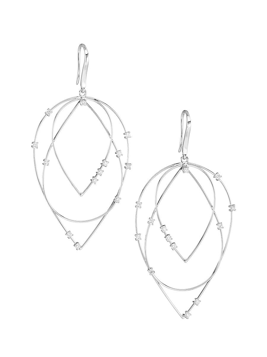 Women's 14K White Gold & Diamond 3-Tier Drop Earrings - White Gold
