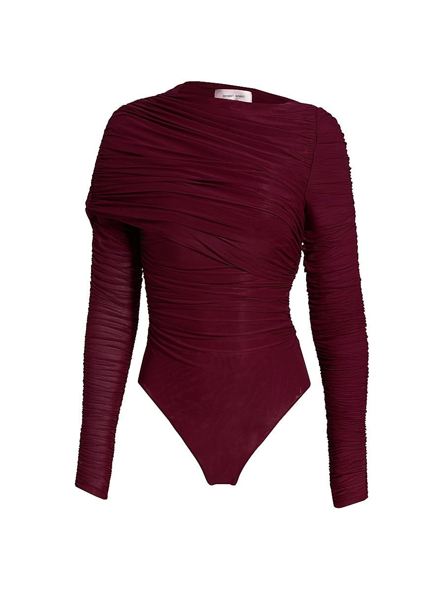 Women's Zarina Draped Bodysuit - Port - Size XS