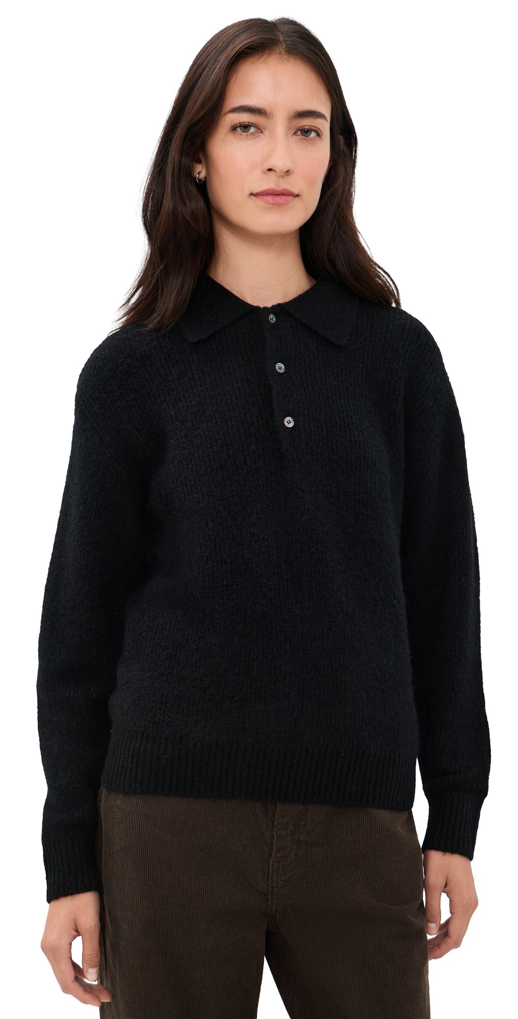 DUNST Collared Sweater Black S