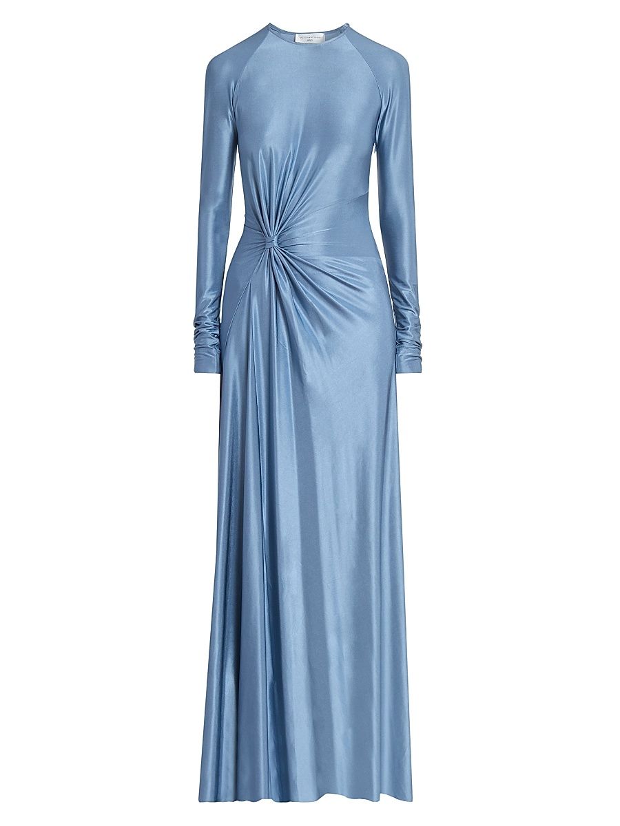 Women's Satin Twist Detail A-Line Gown - Stone - Size 0