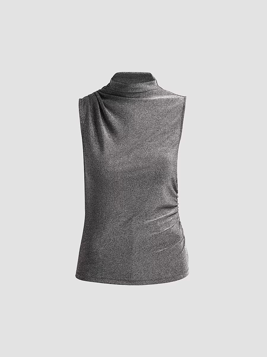 Veronica Beard Women's Mylie Gathered Sleeveless Top - Gunmetal - Size XL