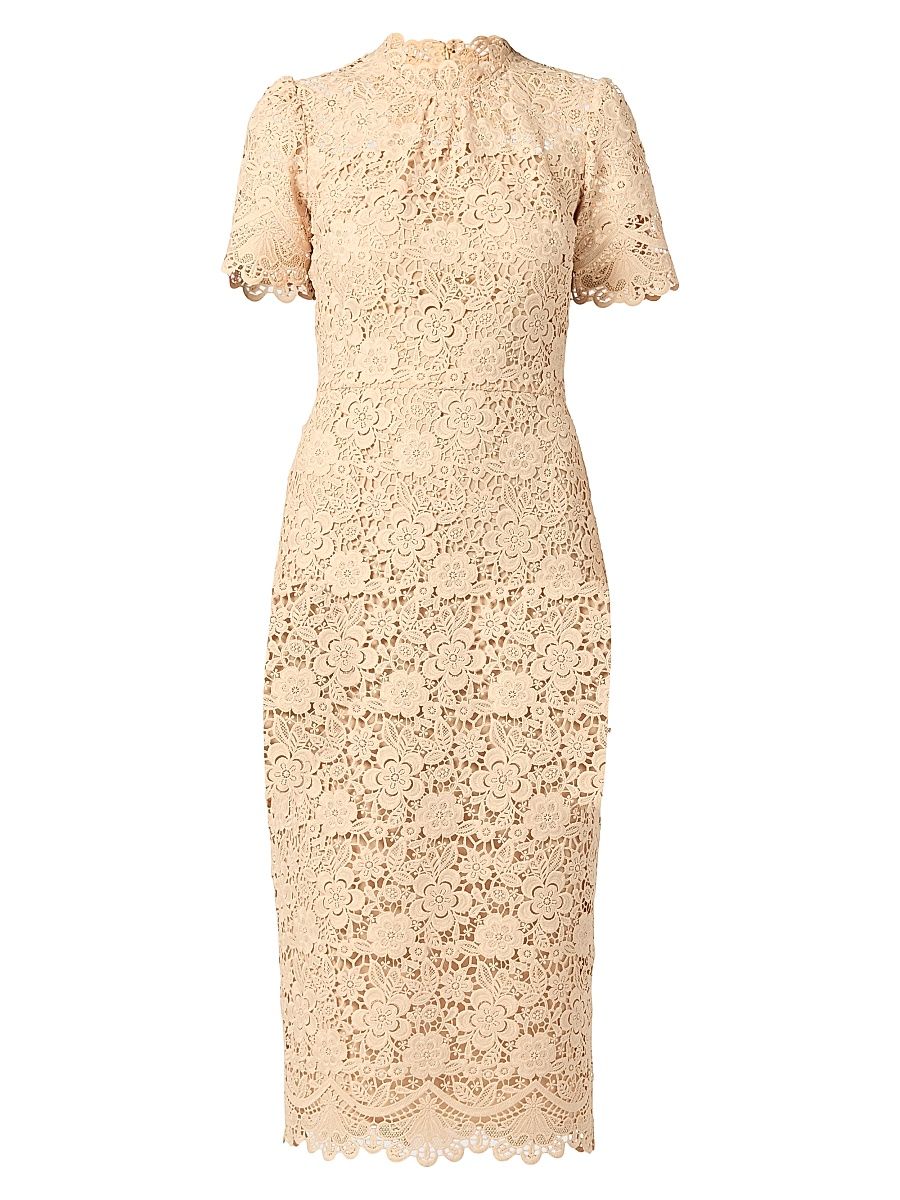 Shoshanna Women's Vivienne Lace Midi-Dress - Sand - Size 2