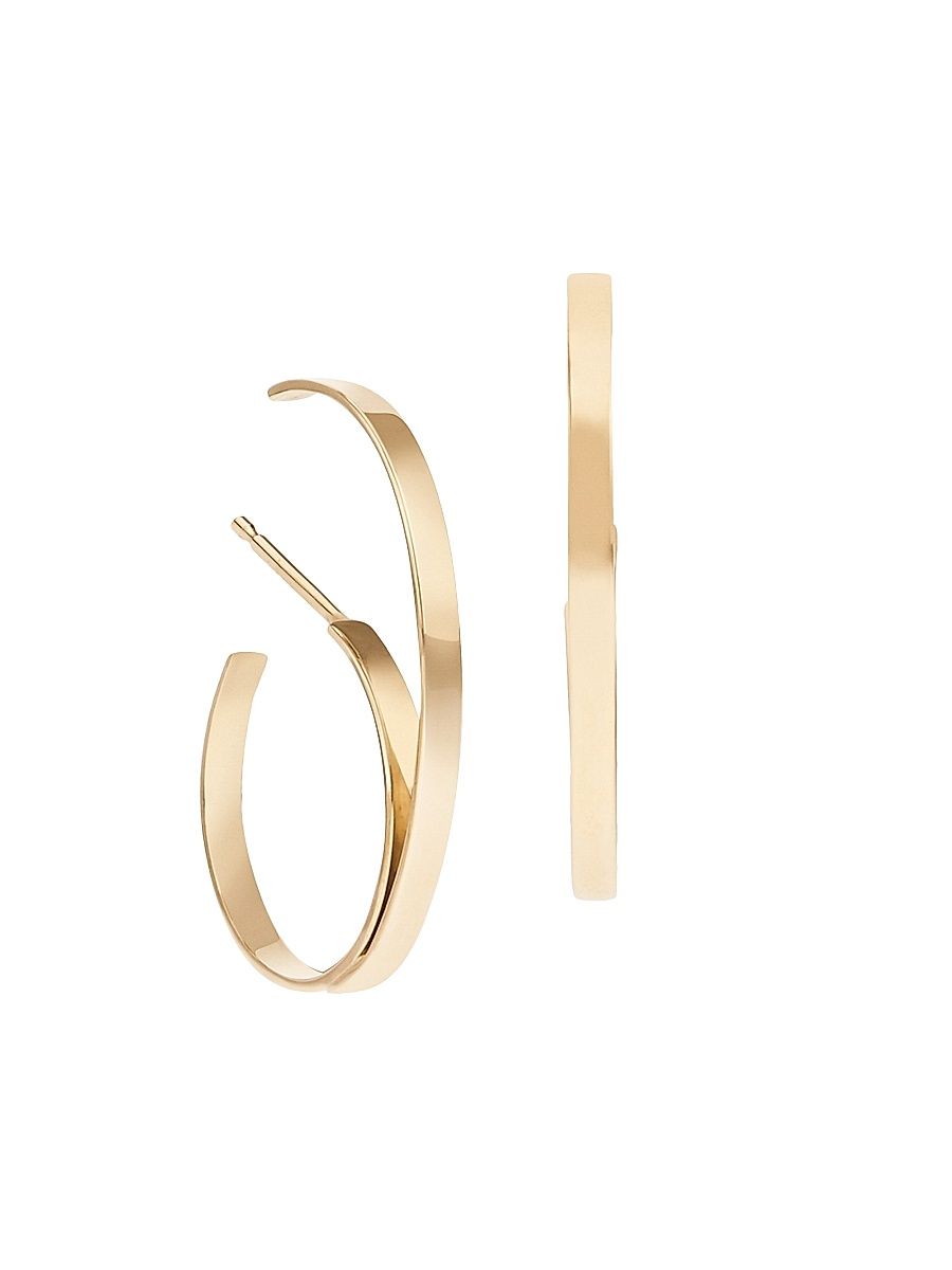 Women's 14K Yellow Gold Upward Hooked Cuff Hoops - Gold