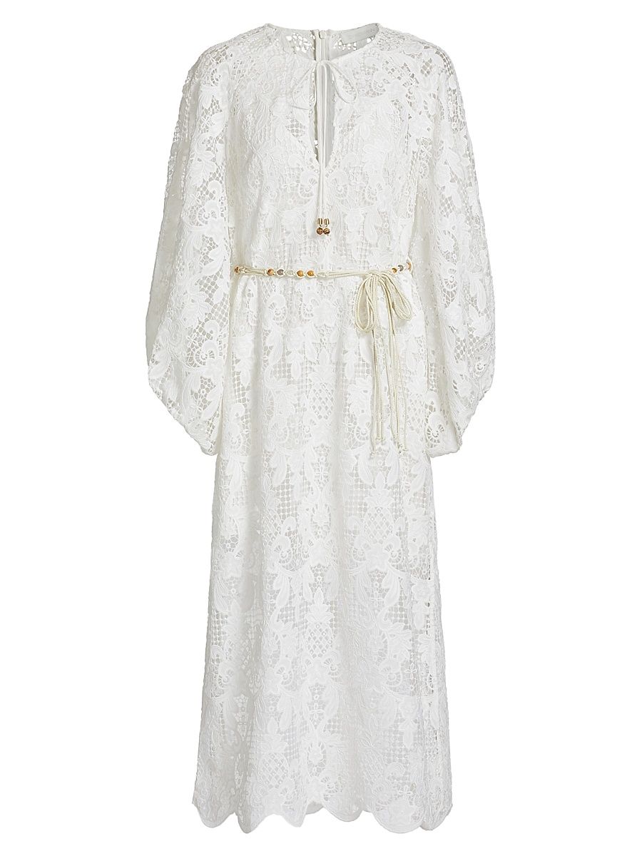 Women's Coco Lace Cover-Up Midi-Dress - Ivory - Size 8