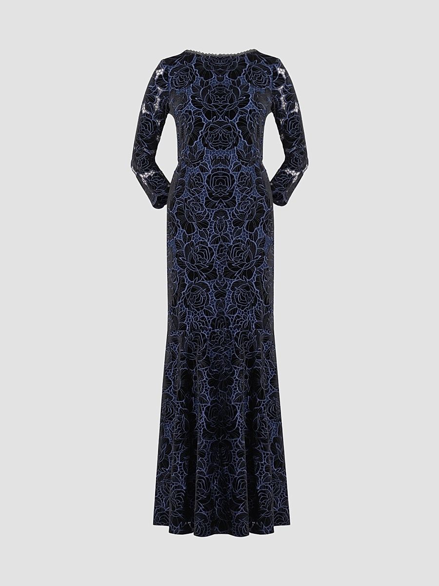 Shoshanna Women's Brianna Velvet Lace Gown - Navy - Size 14