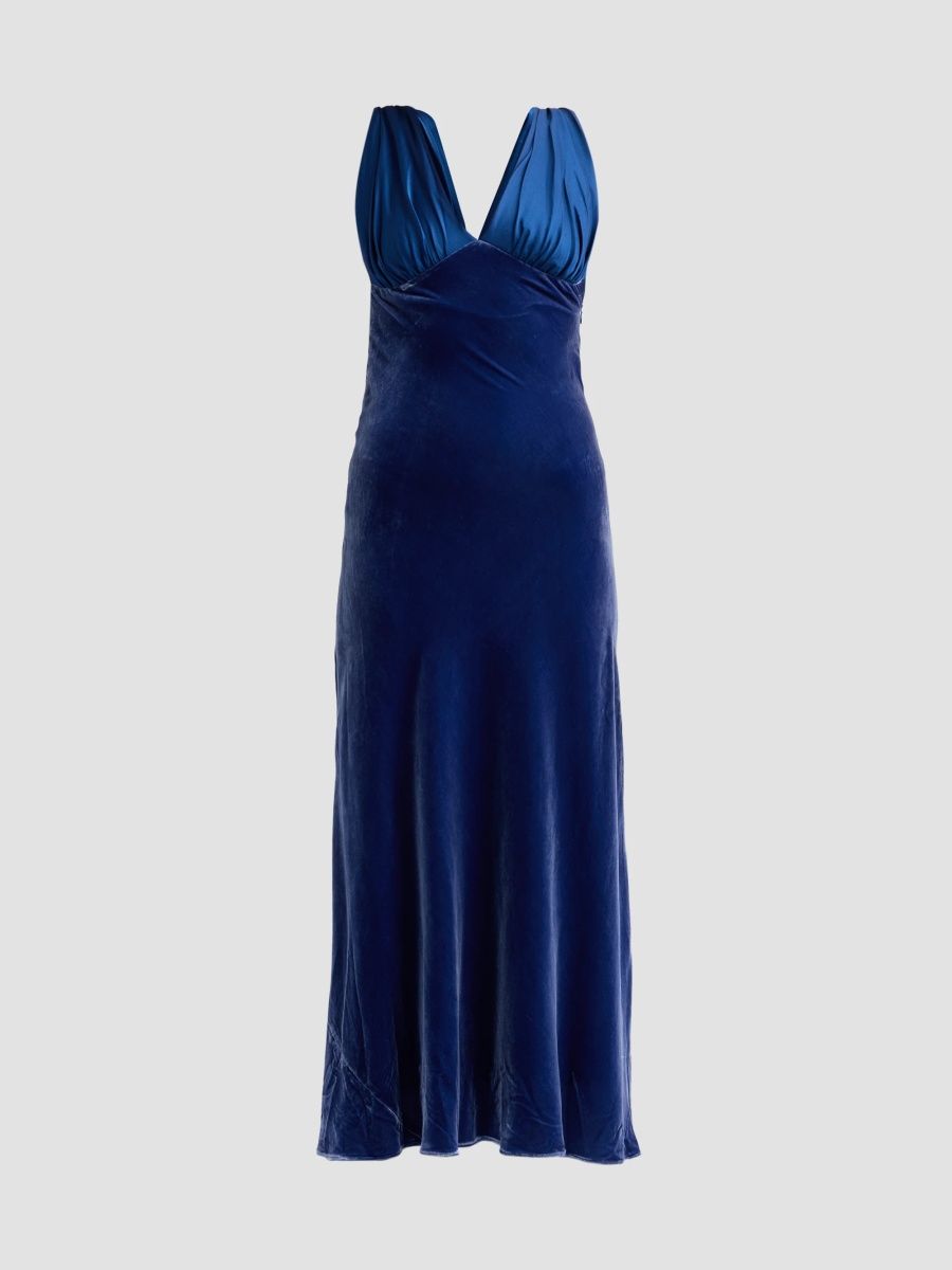 SIMKHAI Women's Mariselle Velvet Sleeveless Gown - Sapphire Ink Multi - Size 14