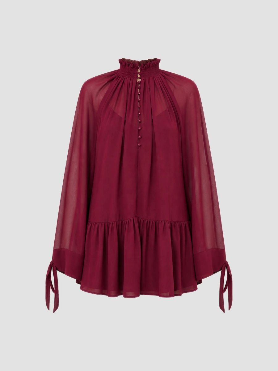 Nicholas the Label Women's Eliza Scarf-Detail Mini Swing Dress - Plum - Size 0