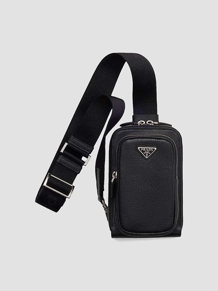 Prada Men's Leather Smartphone Case - Black
