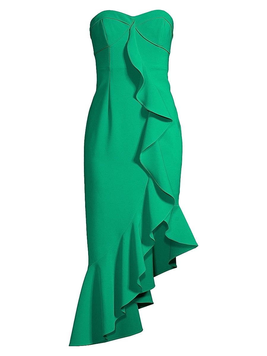 Women's Twill Asymmetric Midi-Dress - Botanic Green - Size 4