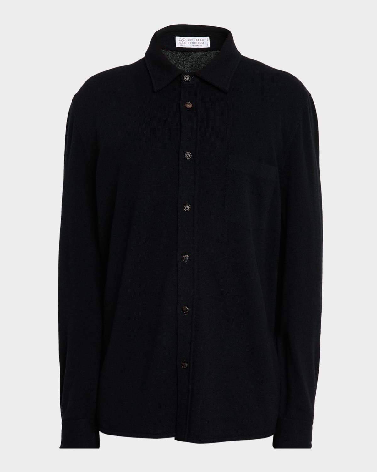 Men & apos;s Virgin Wool and Cashmere Knit Button-Down Shirt