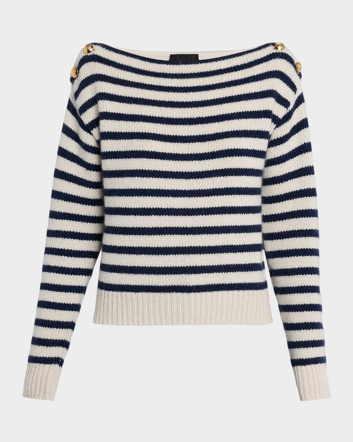 Tandy Striped Cashmere Boat-Neck Sweater