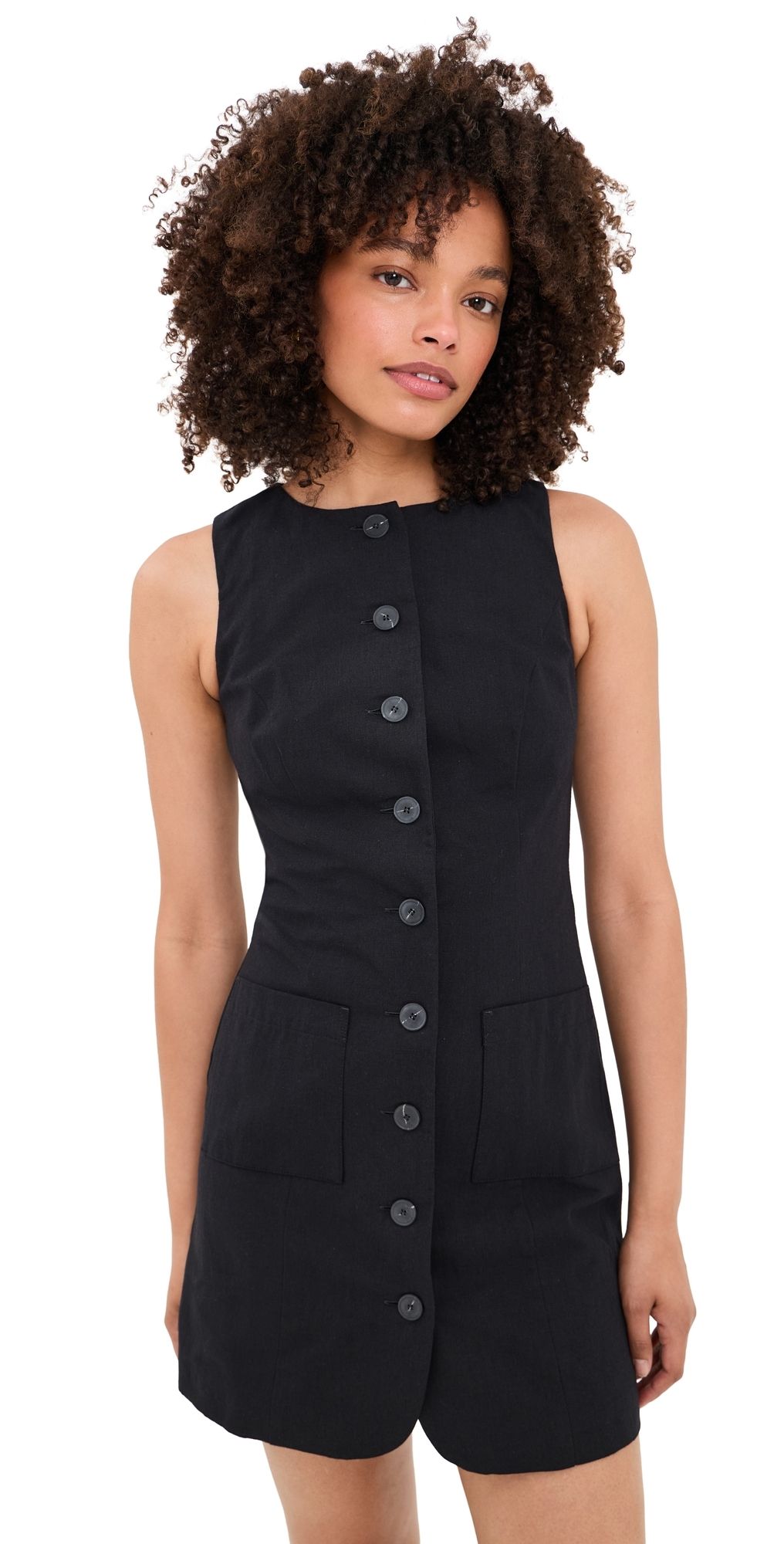 ALIGNE Leah Linen Mix Dress Black 0