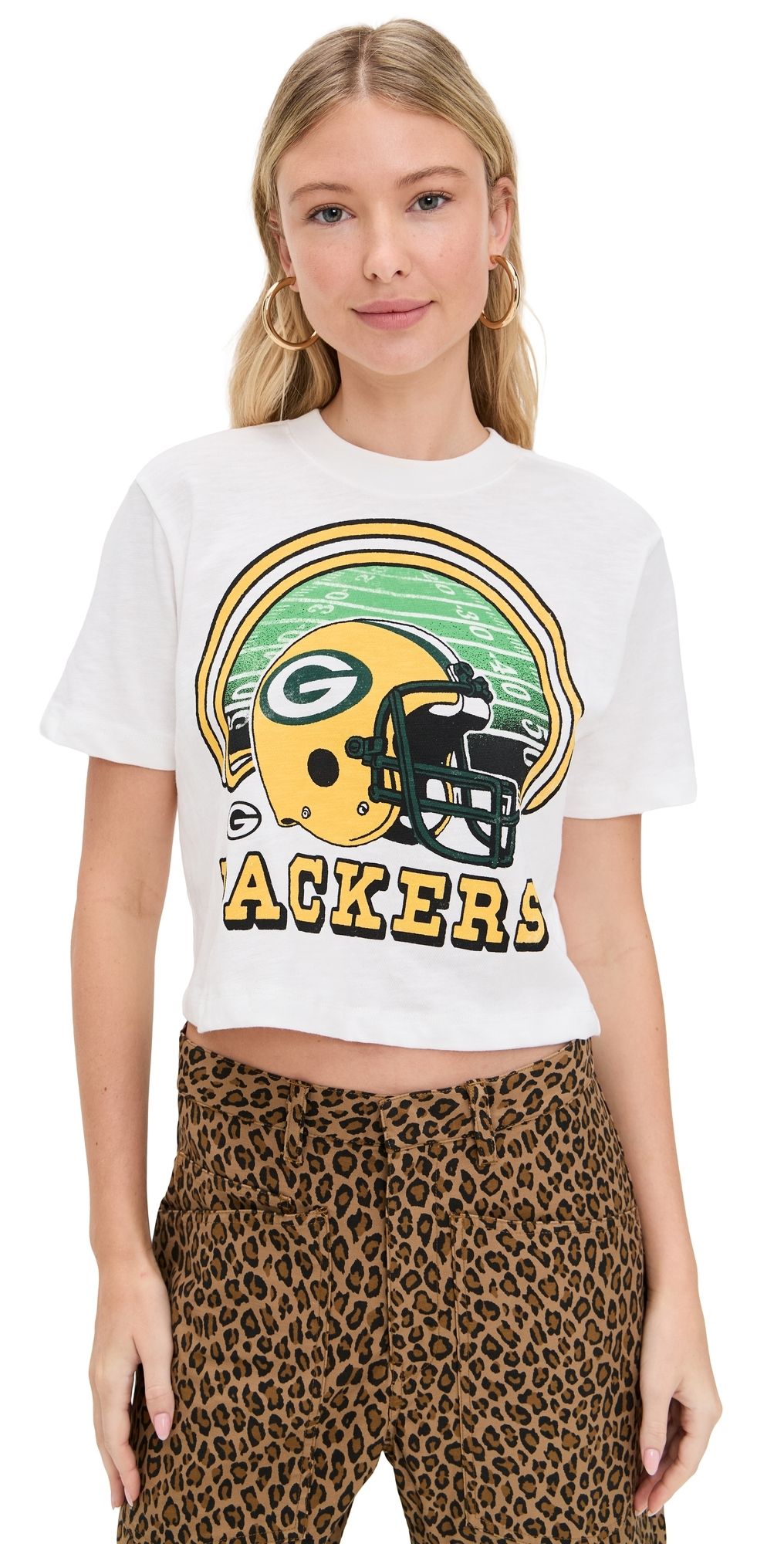Junk Food Packers Game Time MN Crop Tee Vintage White L