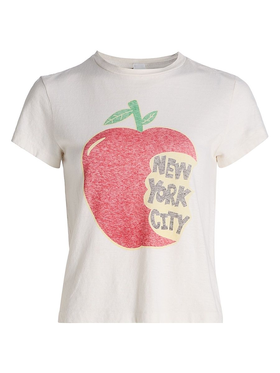 Women's NYC Apple Graphic T-Shirt - Vintage White - Size Large