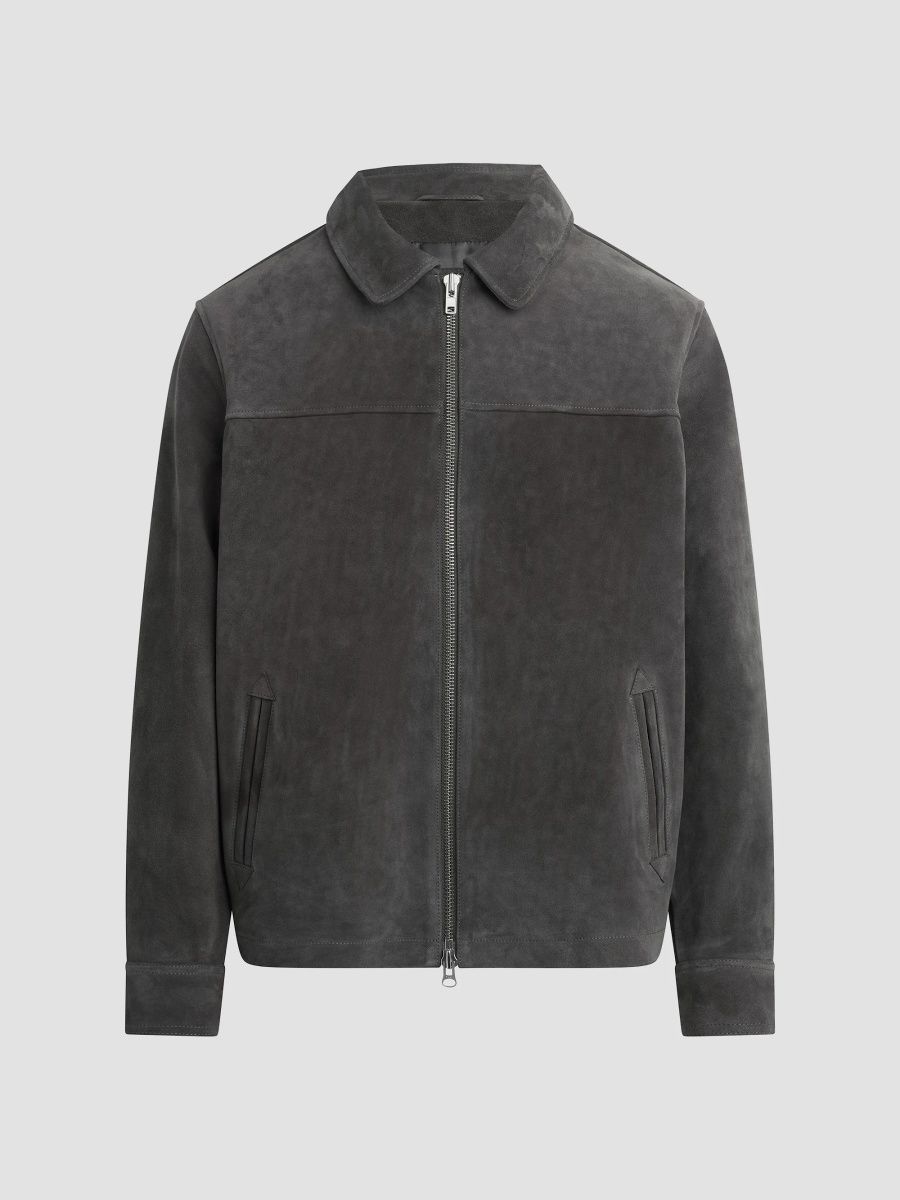 Joe's Jeans Men's Suede Zip-Up Jacket - Forged Iron - Size Large