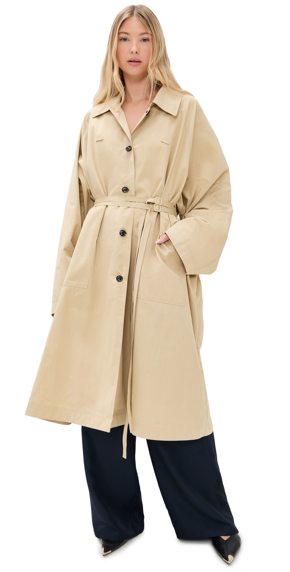 Simonett Oversized Trench Coat Khaki One Size